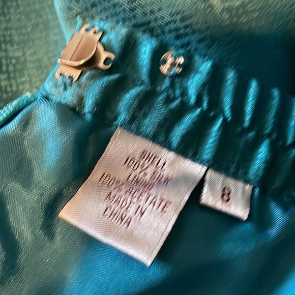 ADRIANNA PAPELL TEAL SILK SKIRT AND JACKET SET SIZE 8 - Picture 12 of 12